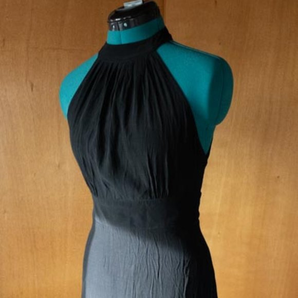 Zara 100% Viscose Black Sleeveless and Backless Halter Top Midi Dress womens S - Picture 8 of 13